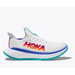 Zapatillas Running Hoka Carbon X 3 Blanco Azul Fuego Hombre