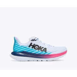 Zapatillas Running Hoka Mach 5 Blanco Azul Rosa Hombre
